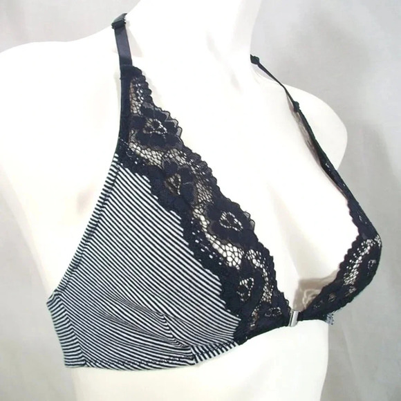 SMALL Xhilaration 95%‎ Cotton Lace T-Back Bralette Stripe NWT - Picture 2 of 5